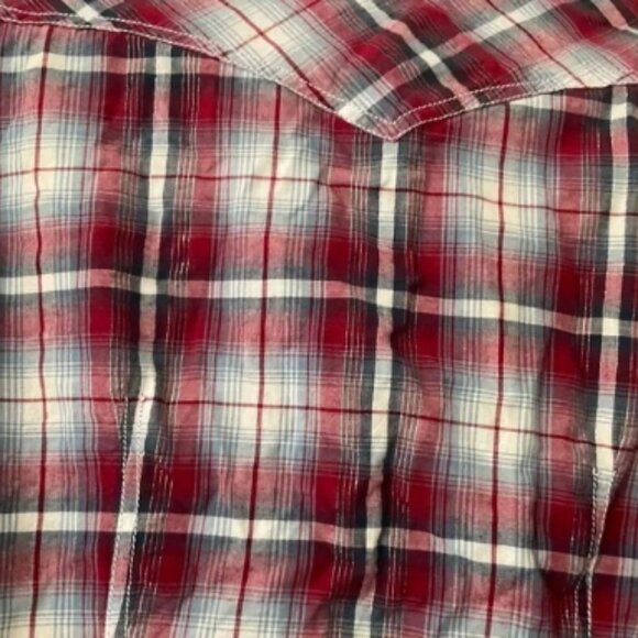 Panhandle Slim Vintage Western Pearl Snap Plaid Shirt Metallic Thread Medium - Picture 4 of 4